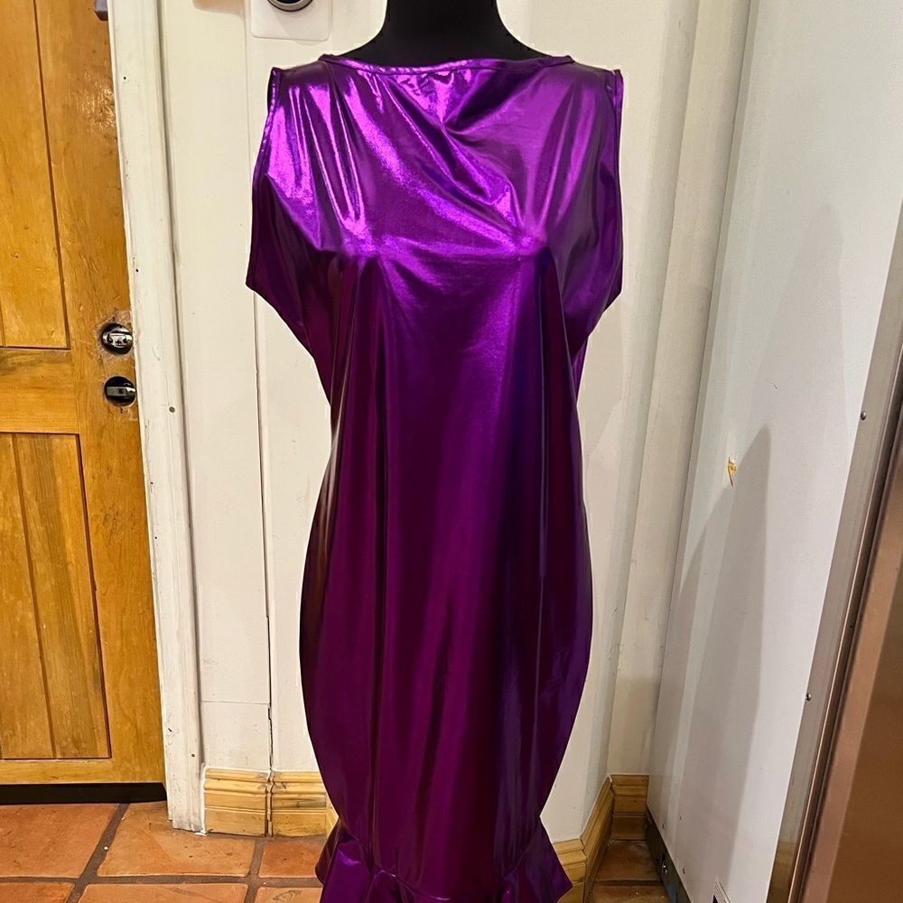 Womens XL purple shiny dress